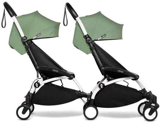 Babyzen YOYO Connect Double Stroller 6+ / 6+ Bundle - White / Peppermint - DBL-604901-604605