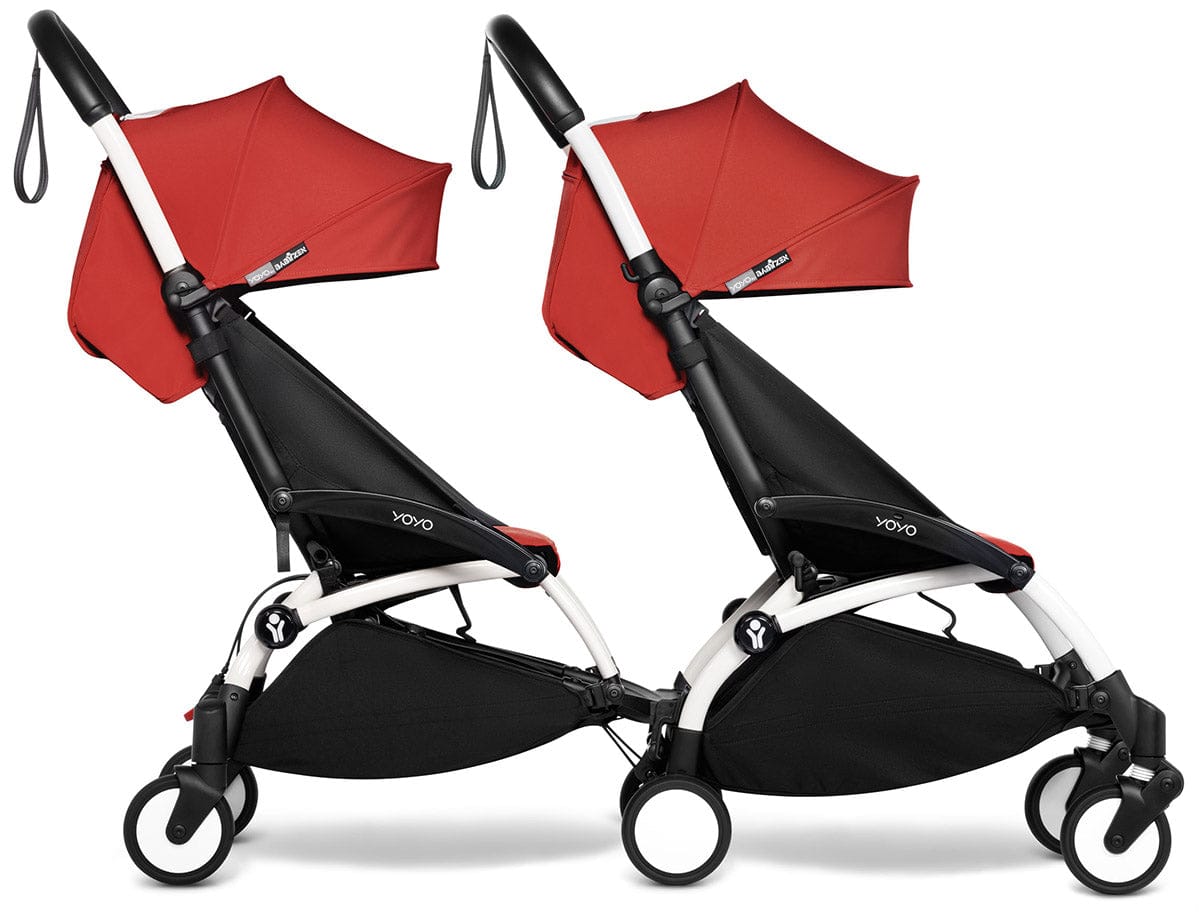 Babyzen YOYO Connect Double Stroller 6+ / 6+ Bundle - White / Red - DBL-604901-604602