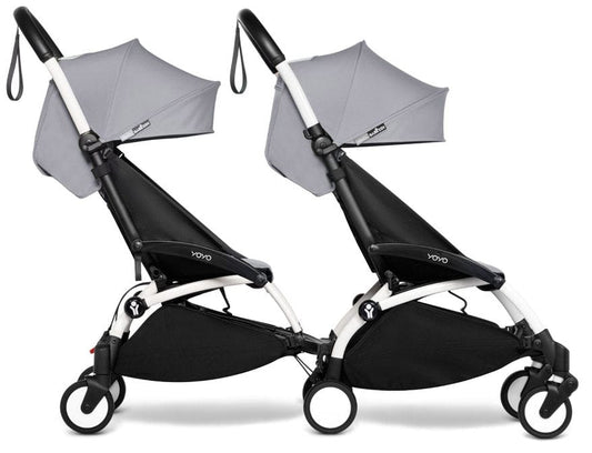Babyzen YOYO Connect Double Stroller 6+ / 6+ Bundle - White / Stone - DBL-604901-604610