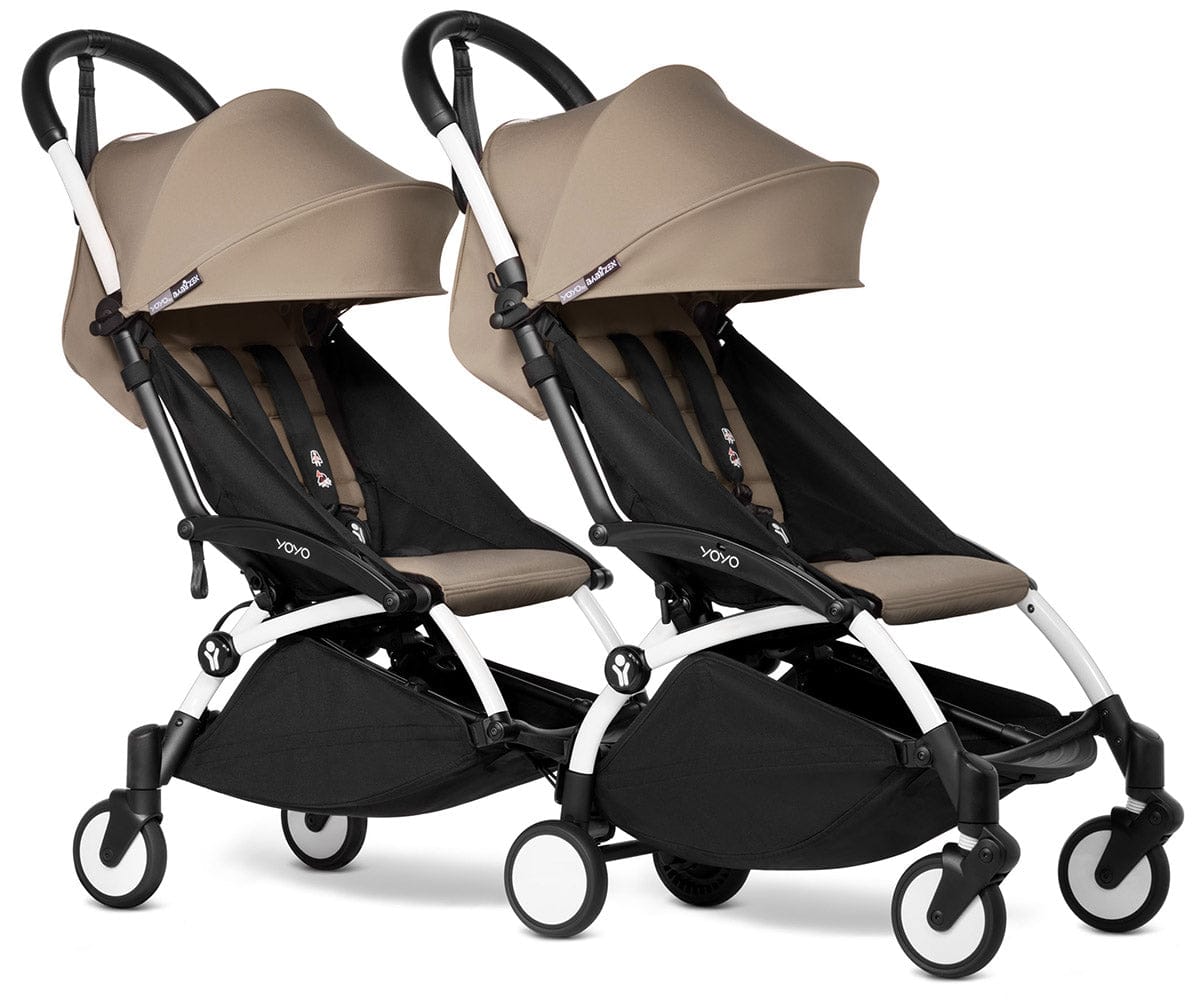 Babyzen YOYO Connect Double Stroller 6+ / 6+ Bundle - White / Taupe - DBL-604901-604604