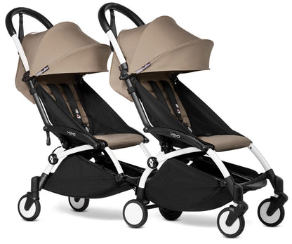 Babyzen YOYO Connect Double Stroller 6+ / 6+ Bundle - White / Taupe - DBL-604901-604604
