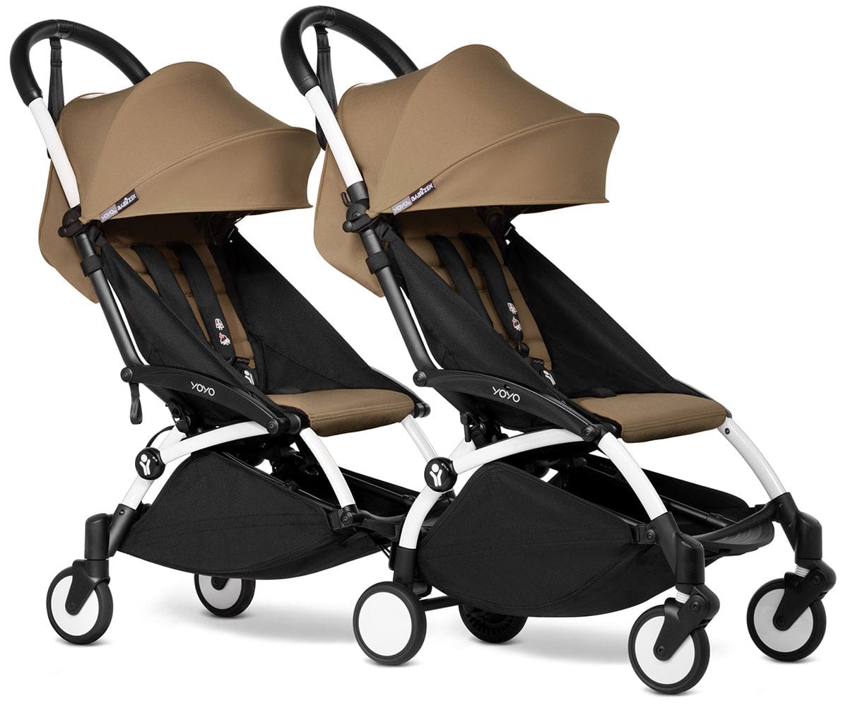 Babyzen YOYO Connect Double Stroller 6+ / 6+ Bundle - White / Toffee - DBL-604901-604608