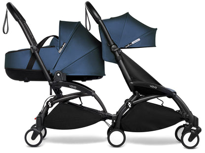 Babyzen YOYO Connect Double Stroller Bassinet / 6+ Bundle - Black / Air France Blue - BASDBL-604902-604607