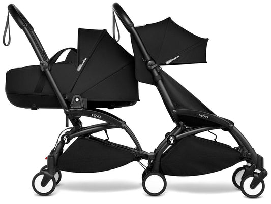 Babyzen YOYO Connect Double Stroller Bassinet / 6+ Bundle - Black / Black - BASDBL-604902-604603