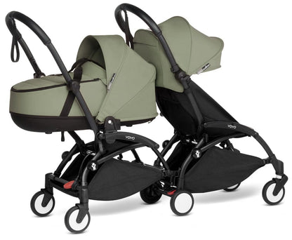 Babyzen YOYO Connect Double Stroller Bassinet / 6+ Bundle - Black / Olive - BASDBL-604902-604611