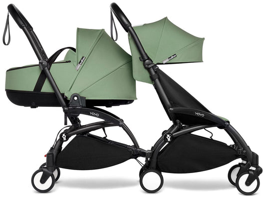 Babyzen YOYO Connect Double Stroller Bassinet / 6+ Bundle - Black / Peppermint - BASDBL-604902-604605