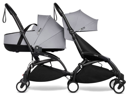 Babyzen YOYO Connect Double Stroller Bassinet / 6+ Bundle - Black / Stone - BASDBL-604902-604610