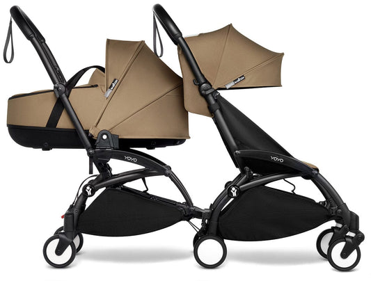 Babyzen YOYO Connect Double Stroller Bassinet / 6+ Bundle - Black / Toffee - BASDBL-604902-604608