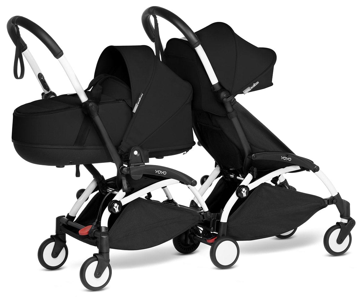 Babyzen YOYO Connect Double Stroller Bassinet / 6+ Bundle - White / Black - BASDBL-604901-604603