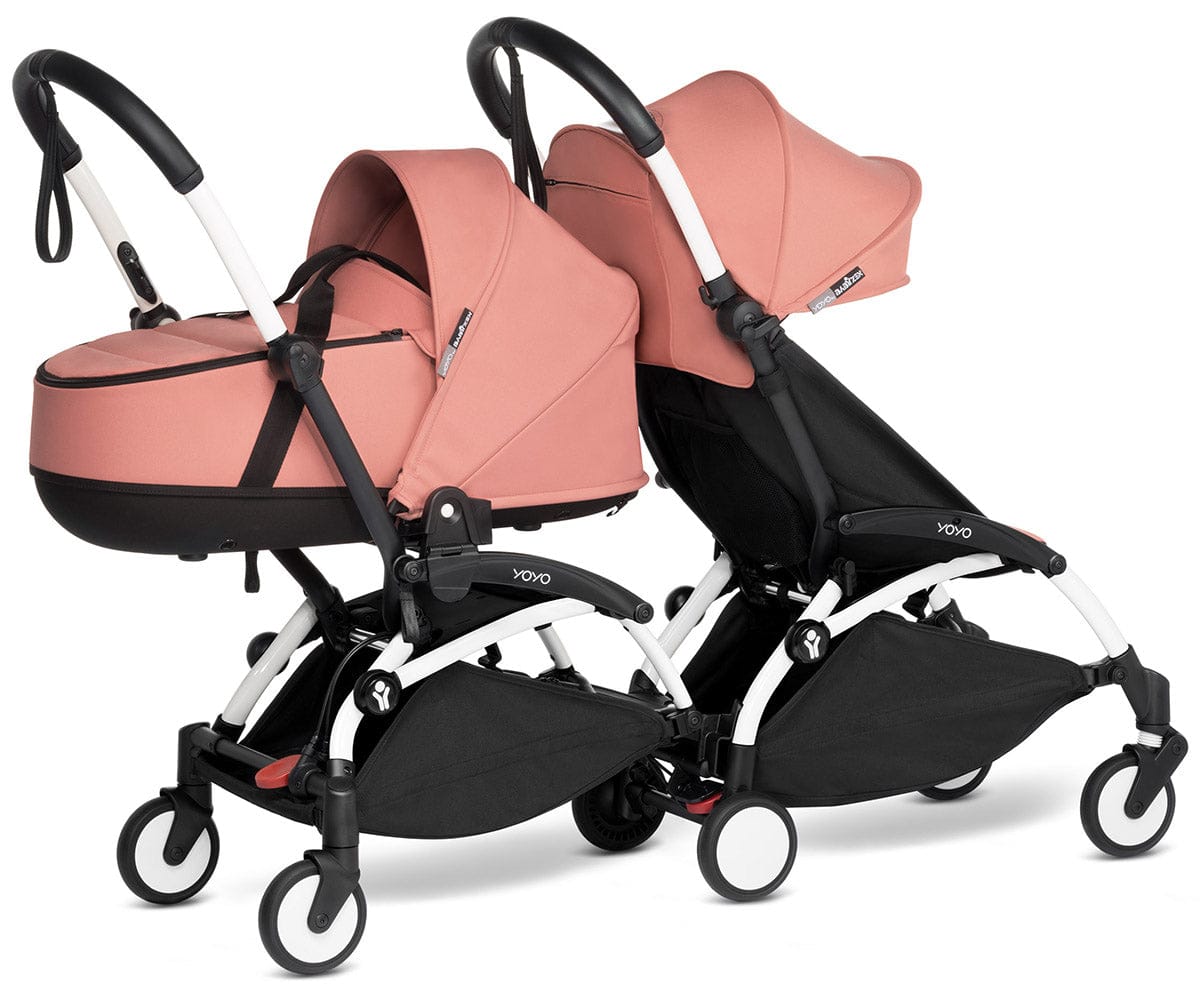 Babyzen YOYO Connect Double Stroller Bassinet / 6+ Bundle - White / Ginger - BASDBL-604901-604606