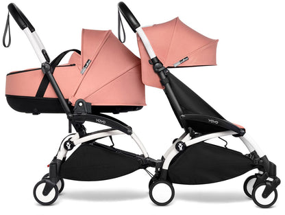 Babyzen YOYO Connect Double Stroller Bassinet / 6+ Bundle - White / Ginger - BASDBL-604901-604606