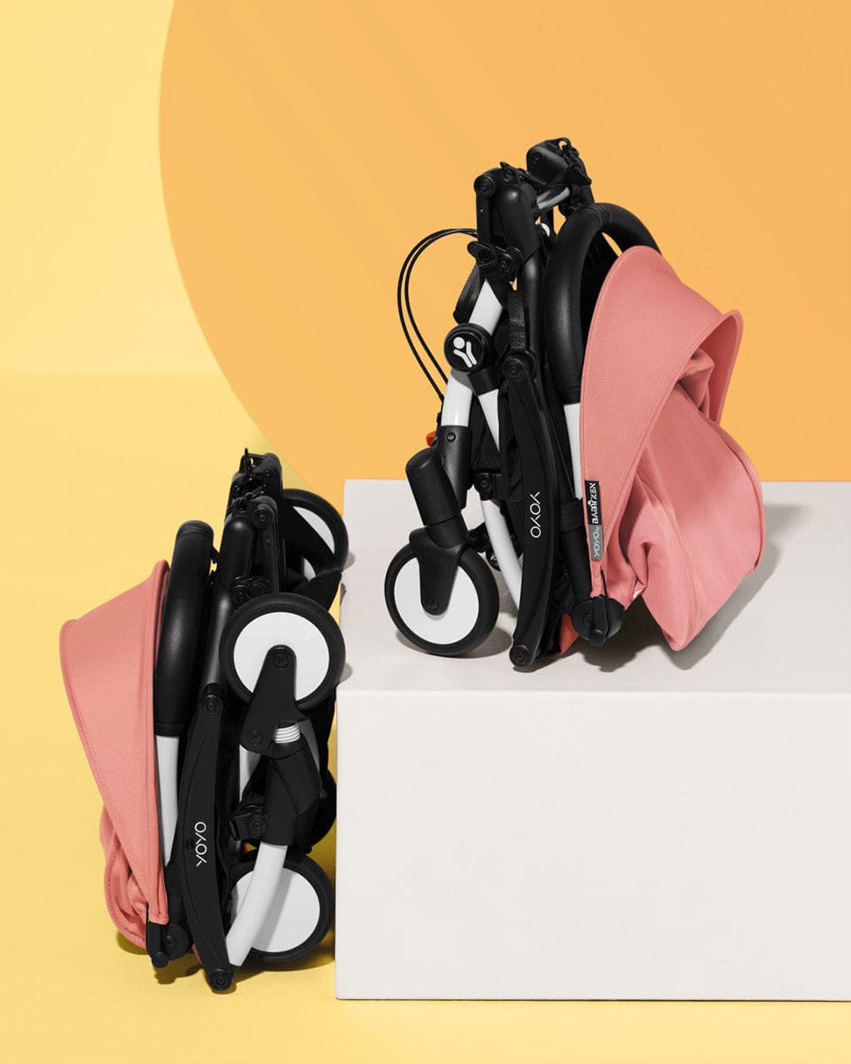 Babyzen YOYO Connect Double Stroller Bassinet / 6+ Bundle - White / Red - BASDBL-604901-604602