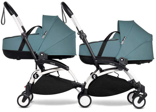 Babyzen YOYO Connect Double Stroller Bassinet / Bassinet Bundle - White / Aqua - BASBAS-604901-605109