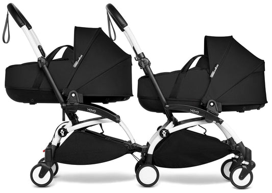 Babyzen YOYO Connect Double Stroller Bassinet / Bassinet Bundle - White / Black - BASBAS-604901-605103