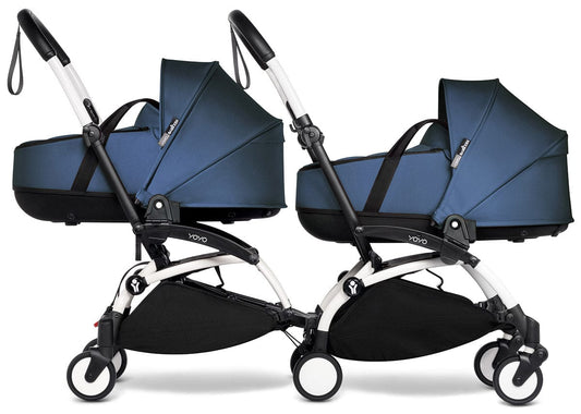 Babyzen YOYO Connect Double Stroller Bassinet / Bassinet Bundle - White / Navy Blue - BASBAS-604901-605107