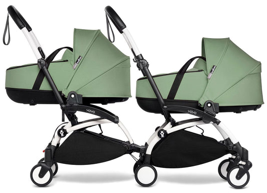 Babyzen YOYO Connect Double Stroller Bassinet / Bassinet Bundle - White / Peppermint - BASBAS-604901-605105