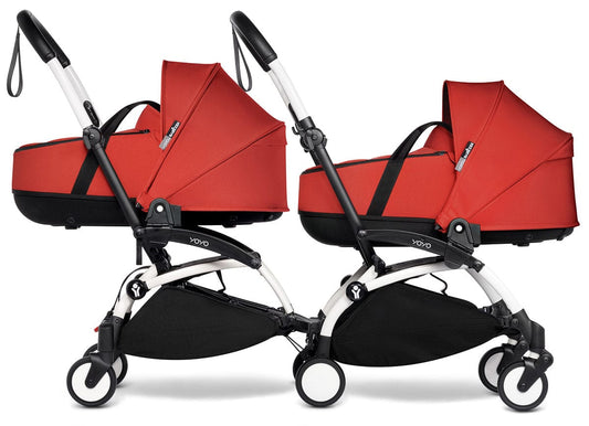 Babyzen YOYO Connect Double Stroller Bassinet / Bassinet Bundle - White / Red - BASBAS-604901-605102