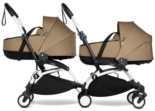 Babyzen YOYO Connect Double Stroller Bassinet / Bassinet Bundle - White / Toffee - BASBAS-604901-605108