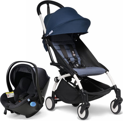 Babyzen YOYO2 6+ & Clek Liingo Travel System - White / Air France Blue - US10109-01-BZ10108-11-MAMMOTH