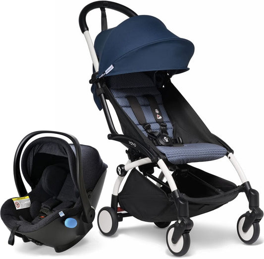 Babyzen YOYO2 6+ & Clek Liingo Travel System - White / Air France Blue - US10109-01-BZ10108-11-MAMMOTH