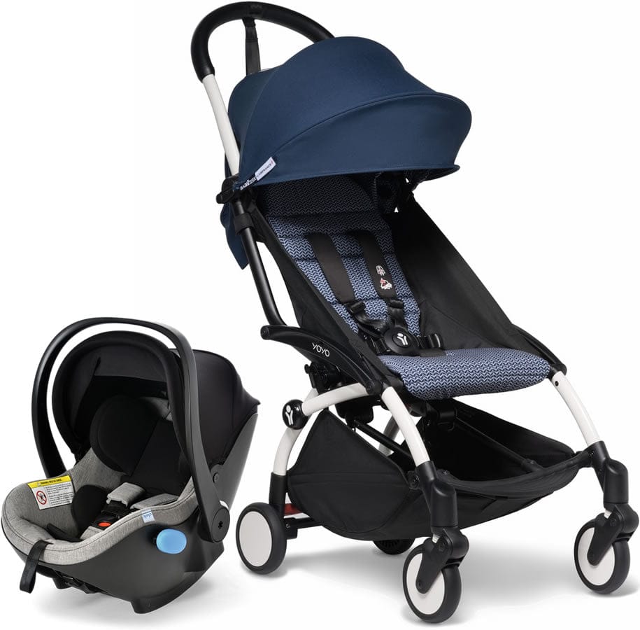 Babyzen YOYO2 6+ & Clek Liingo Travel System - White / Air France Blue - US10109-01-BZ10108-11-THUNDER