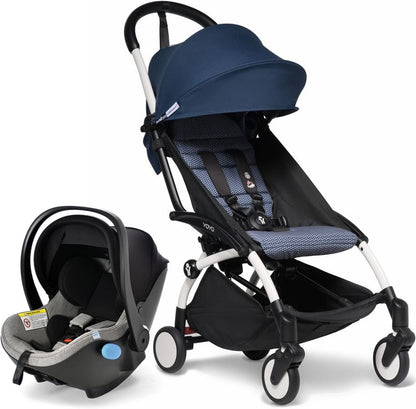 Babyzen YOYO2 6+ & Clek Liingo Travel System - White / Air France Blue - US10109-01-BZ10108-11-THUNDER