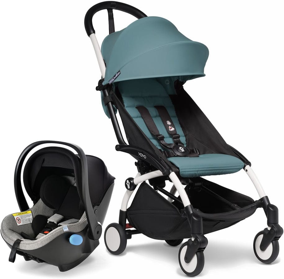 Babyzen YOYO2 6+ & Clek Liingo Travel System - White / Aqua - US10109-01-BZ10104-13-THUNDER