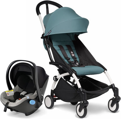 Babyzen YOYO2 6+ & Clek Liingo Travel System - White / Aqua - US10109-01-BZ10104-13-THUNDER