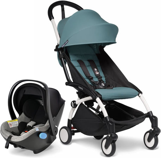Babyzen YOYO2 6+ & Clek Liingo Travel System - White / Aqua - US10109-01-BZ10104-13-THUNDER