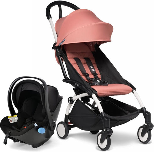 Babyzen YOYO2 6+ & Clek Liingo Travel System - White / Ginger - US10109-01-US10112-09-CARBON