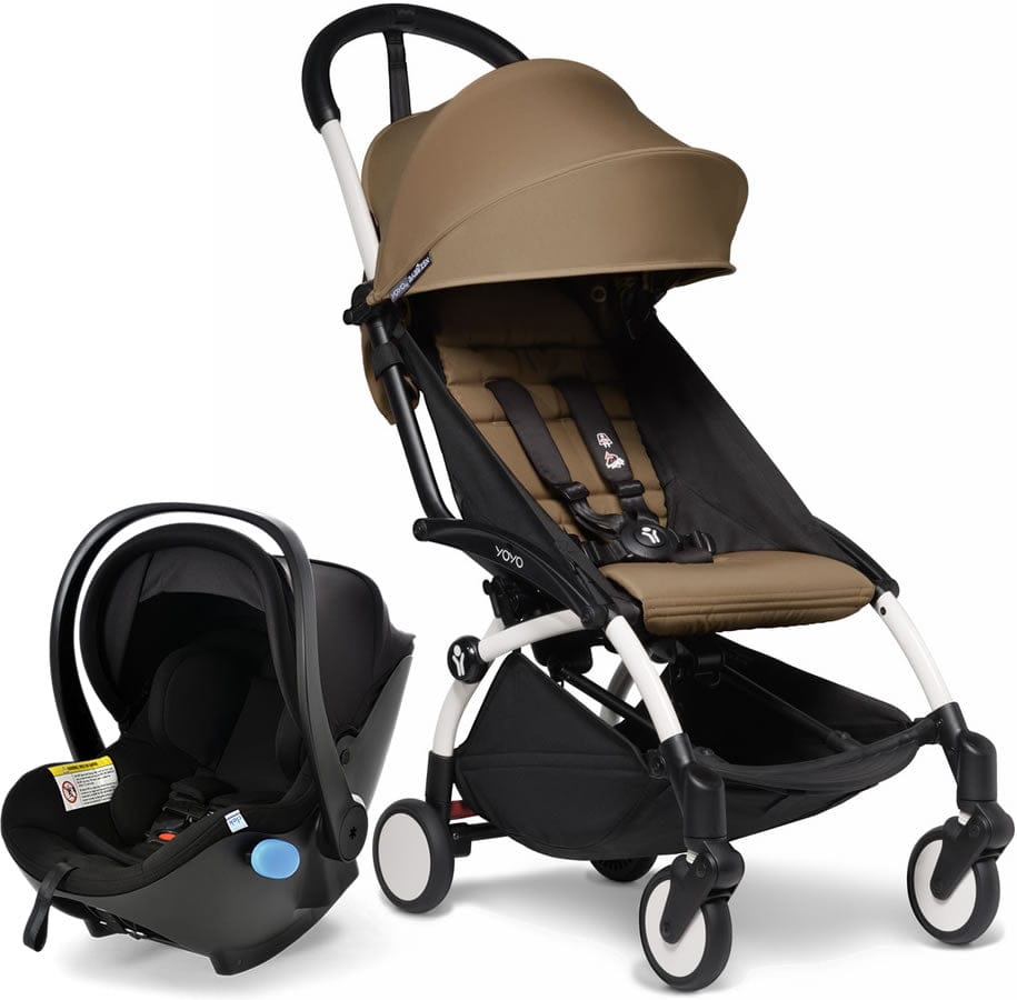 Babyzen YOYO2 6+ & Clek Liingo Travel System - White / Toffee - US10109-01-US10112-12-CARBON