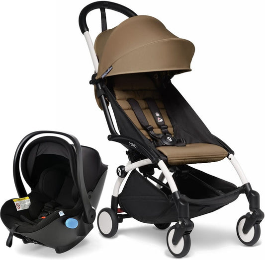 Babyzen YOYO2 6+ & Clek Liingo Travel System - White / Toffee - US10109-01-US10112-12-CARBON