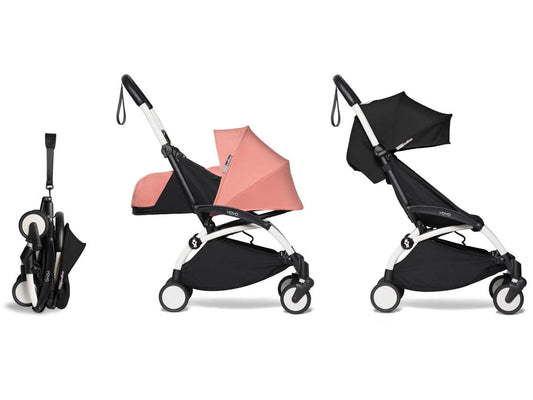 Babyzen YOYO2 Ultra Compact Complete 0+ (2018 Grey Fleece Lined)/6+ Stroller - White / Black / Ginger - US10109-01-US10112-05-US10105-09