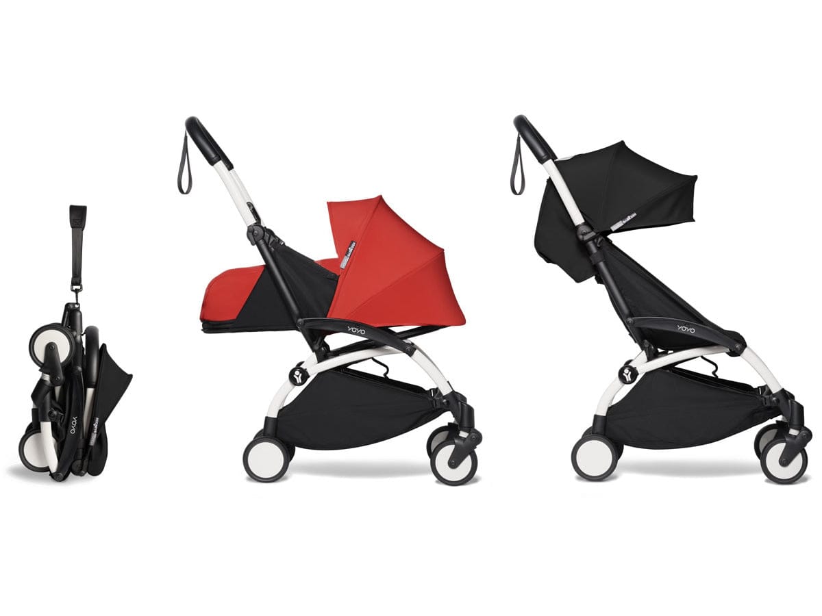 Babyzen YOYO2 Ultra Compact Complete 0+ (2018 Grey Fleece Lined)/6+ Stroller - White / Black / Red - US10109-01-US10112-05-US10105-04