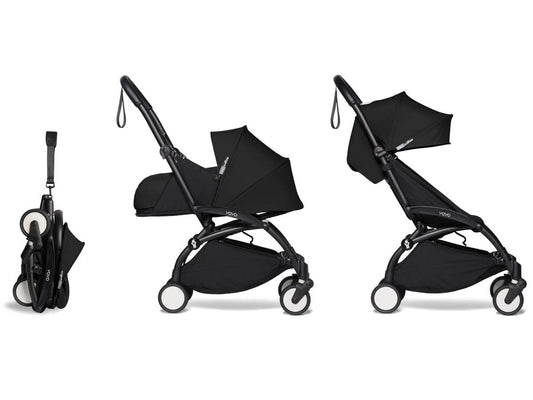 Babyzen YOYO2 Ultra Compact Complete 0+ (2018 Grey Fleece Lined)/6+ Stroller - Black / Black