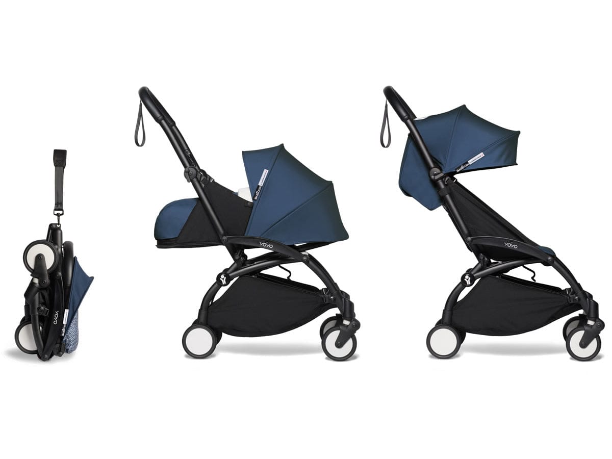 Babyzen YOYO2 Ultra Compact Complete 0+/6+ Stroller - Black / Air France Blue - 604502-06-AFB-US