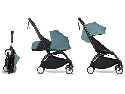 Babyzen YOYO2 Ultra Compact Complete 0+/6+ Stroller - Black / Aqua - 604502-06-AQU2-US