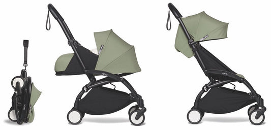 Babyzen YOYO2 Ultra Compact Complete 0+/6+ Stroller - Black / Olive - 604502-06-OLV-US
