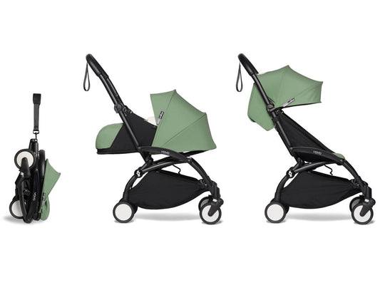 Babyzen YOYO2 Ultra Compact Complete 0+/6+ Stroller - Black / Peppermint - 604502-06-PEP-US