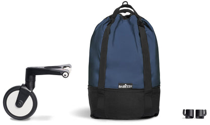 Babyzen YOYO2 Ultra Compact Complete 0+/6+ Stroller & Rolling Bag Bundle - Black/Air France Blue - 604502-0-6-RB-AFB