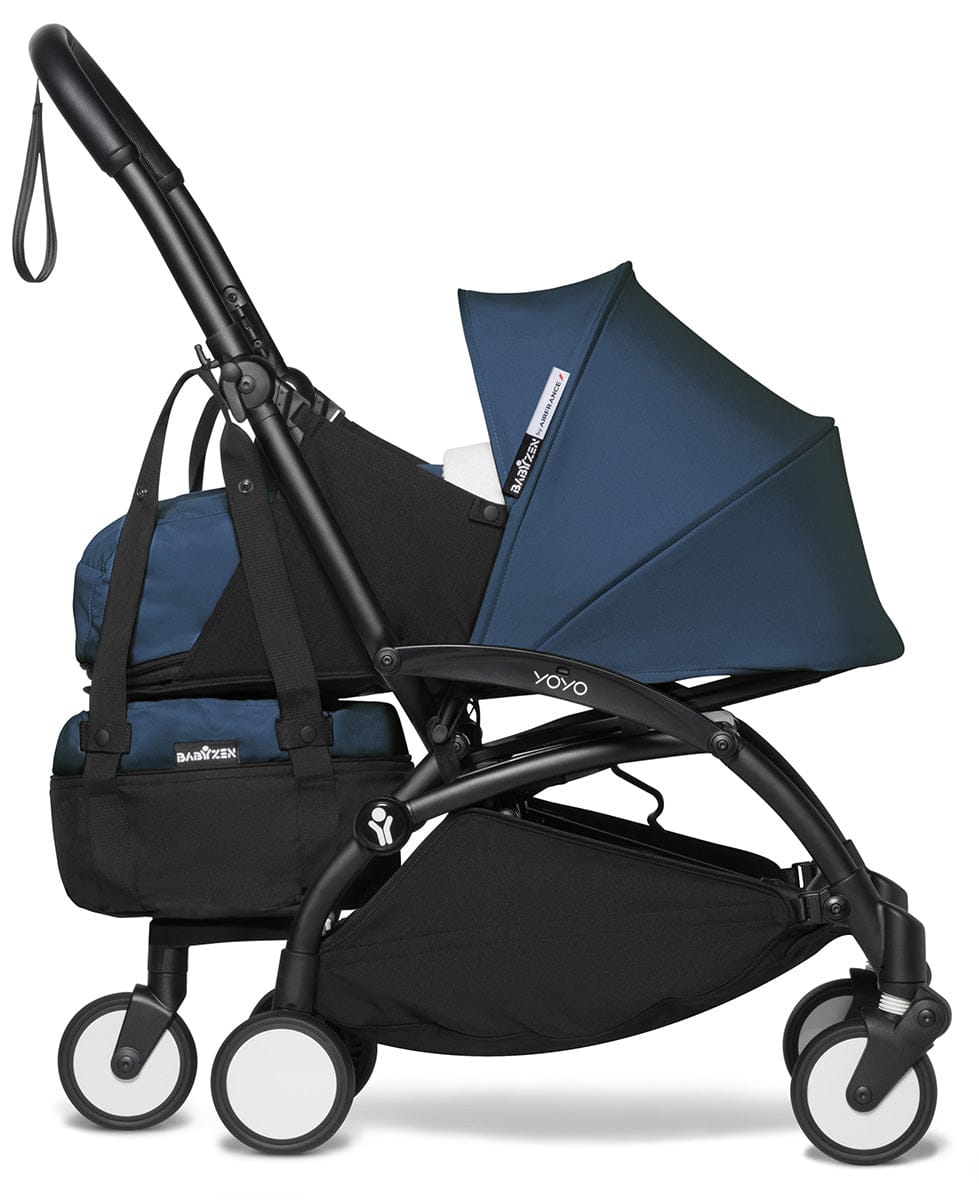 Babyzen YOYO2 Ultra Compact Complete 0+/6+ Stroller & Rolling Bag Bundle - Black/Air France Blue - 604502-0-6-RB-AFB