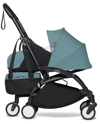Babyzen YOYO2 Ultra Compact Complete 0+/6+ Stroller & Rolling Bag Bundle - Black/Aqua - 604502-0-6-RB-AQU