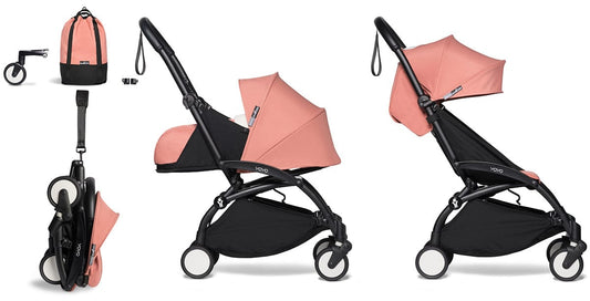 Babyzen YOYO2 Ultra Compact Complete 0+/6+ Stroller & Rolling Bag Bundle - Black/Ginger - 604502-0-6-RB-GIN