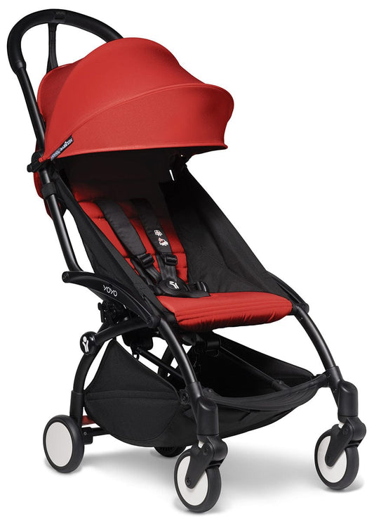 Babyzen YOYO2 Ultra Compact Complete 0+/6+ Stroller & Rolling Bag Bundle - Black/Red - 604502-0-6-RB-RED