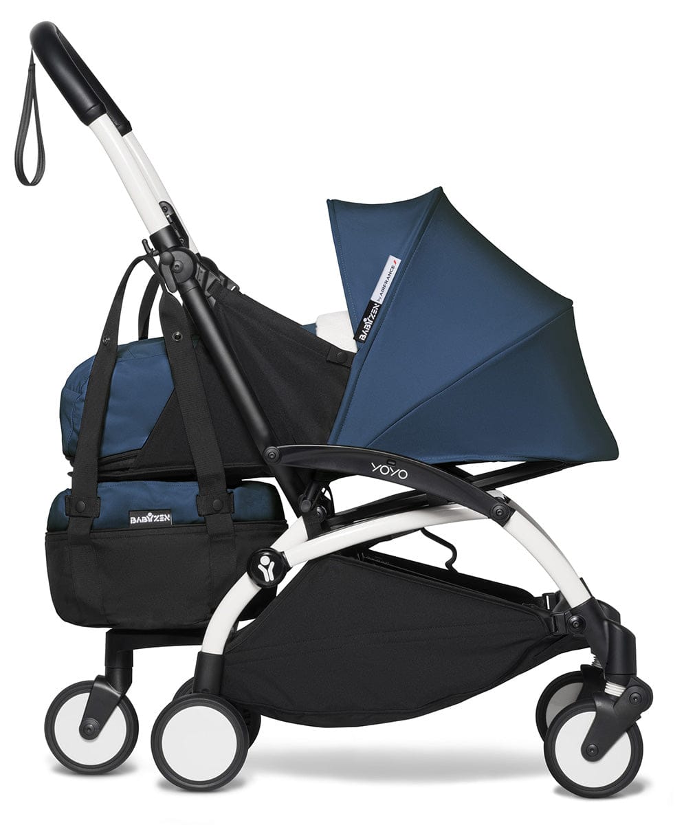 Babyzen YOYO2 Ultra Compact Complete 0+/6+ Stroller & Rolling Bag Bundle - White/Air France Blue - 604501-0-6-RB-AFB