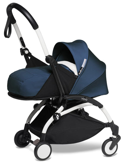 Babyzen YOYO2 Ultra Compact Complete 0+/6+ Stroller & Rolling Bag Bundle - White/Air France Blue - 604501-0-6-RB-AFB