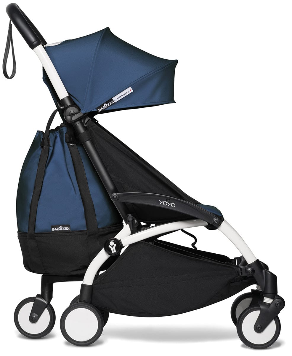 Babyzen YOYO2 Ultra Compact Complete 0+/6+ Stroller & Rolling Bag Bundle - White/Air France Blue - 604501-0-6-RB-AFB