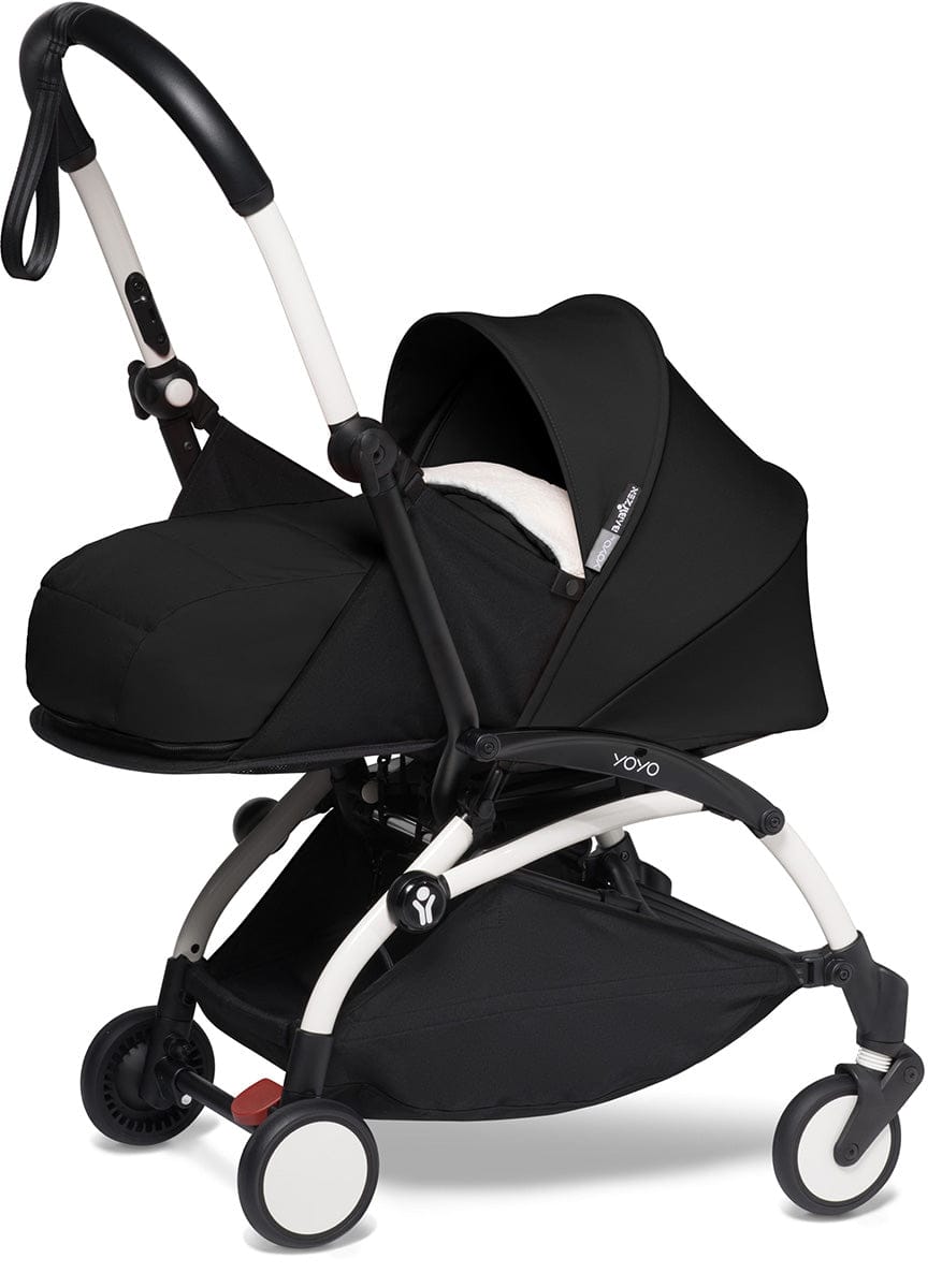 Babyzen YOYO2 Ultra Compact Complete 0+/6+ Stroller & Rolling Bag Bundle - White/Black - 604501-0-6-RB-BLK
