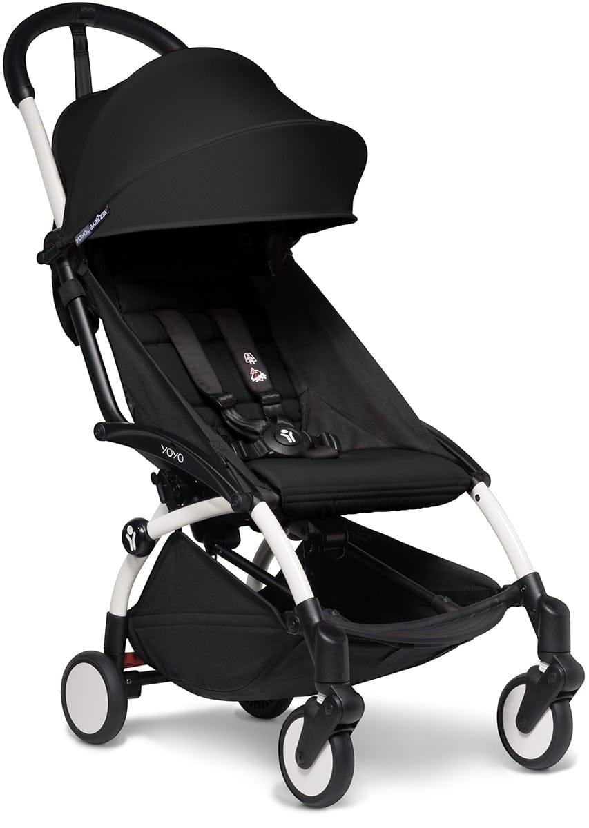 Babyzen YOYO2 Ultra Compact Complete 0+/6+ Stroller & Rolling Bag Bundle - White/Black - 604501-0-6-RB-BLK