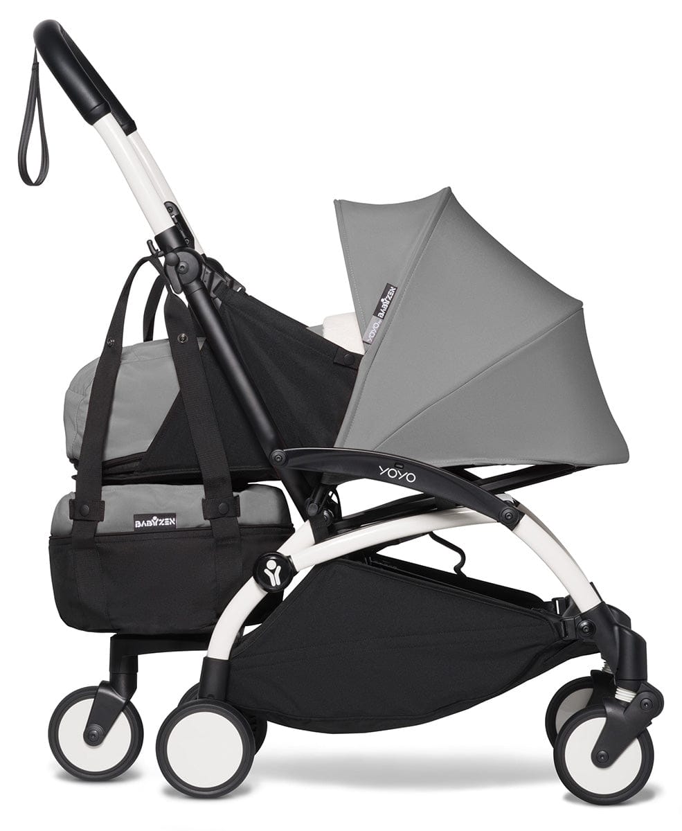 Babyzen YOYO2 Ultra Compact Complete 0+/6+ Stroller & Rolling Bag Bundle - White/Grey - 604501-0-6-RB-GRY